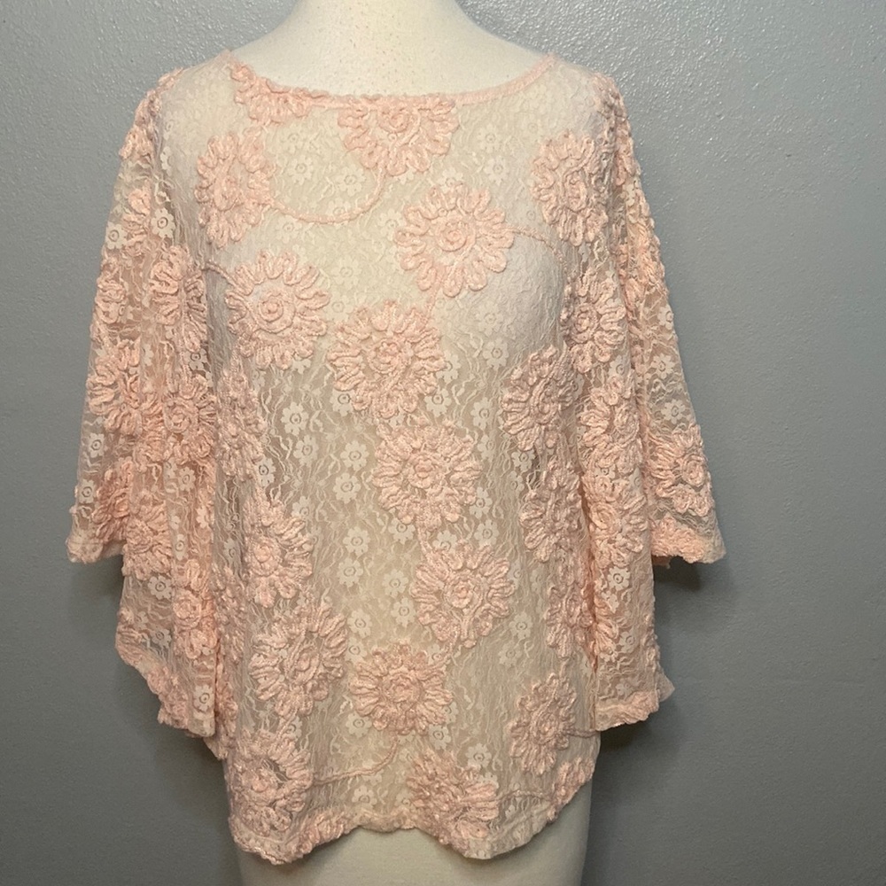 Ruby Rd. Lace Overlay Top Pink Small